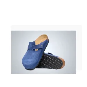 Birkenstock Boston Clogs Men's Corduroy Cork Indigo Suede Sandals 45/ US 12-12.5