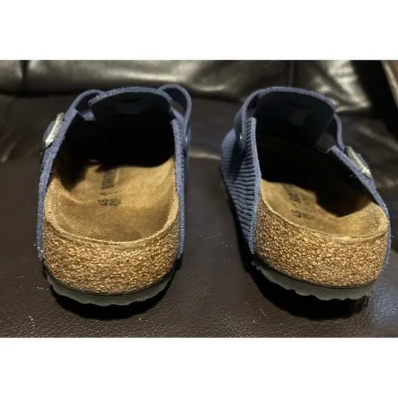 Birkenstock Boston Clogs Men's Corduroy Cork Indigo Suede Sandals 45/ US 12-12.5