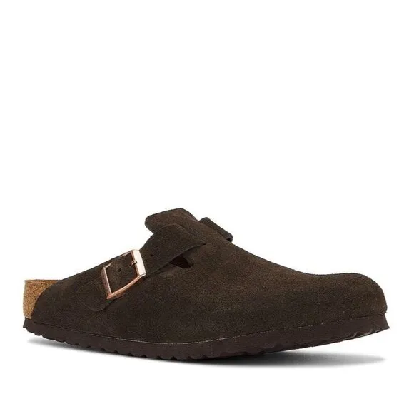 BIRKENSTOCK Boston Suede in Mocha L 41 R 40 With Box Mens Slides