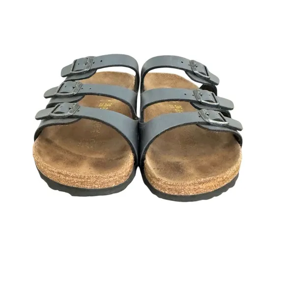 Birkenstock Florida Metallic Grey Birko Flor Sandals Slides Women’s