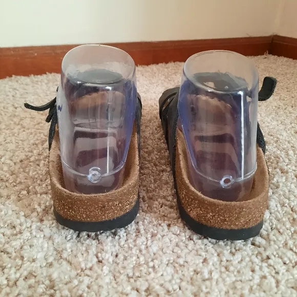 Birkenstock Florida Soft Footbed Black Oiled Leather 3 Strap Cork Sandals W6/M4