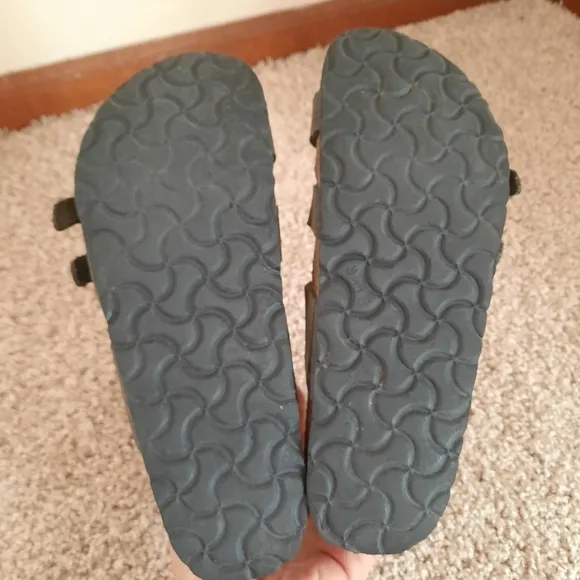 Birkenstock Florida Soft Footbed Black Oiled Leather 3 Strap Cork Sandals W6/M4