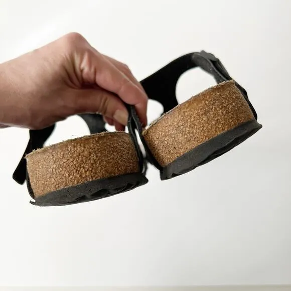 Birkenstock Gizeh Birko-Flor Faux Leather Sandals Black Size 39 Regular 8-8.5