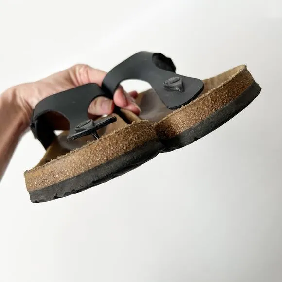 Birkenstock Gizeh Birko-Flor Faux Leather Sandals Black Size 39 Regular 8-8.5