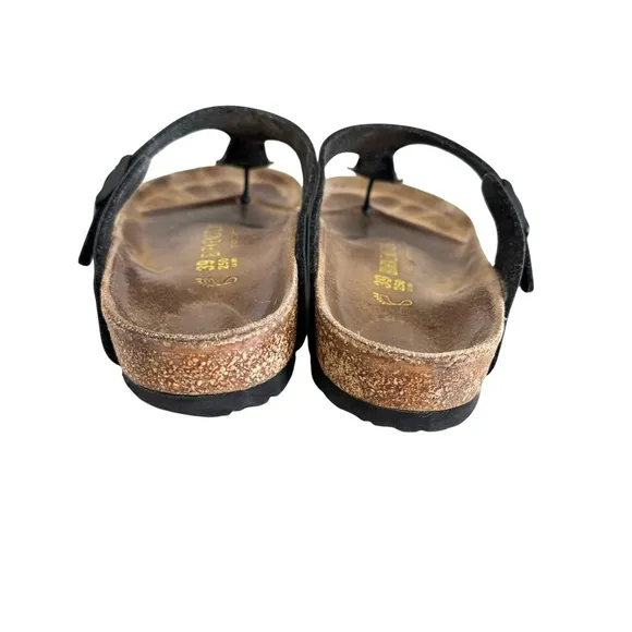 Birkenstock Gizeh Patent Birko Flor Black Thong Slides Sandals Women’s Size 39
