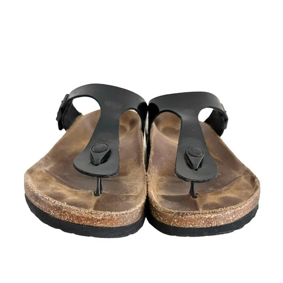 Birkenstock Gizeh Patent Birko Flor Black Thong Slides Sandals Women’s Size 39
