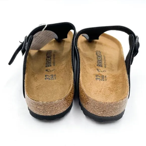 Birkenstock Gizeh Sandals Black Birko-Flor Thong Slides Sz 37 / 6 US Women's
