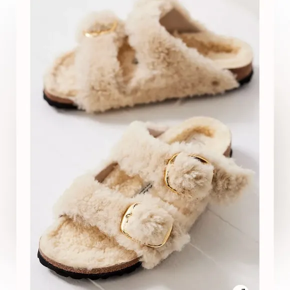 Birkenstock Gold Big Buckle Arizona Teddy Freepeople