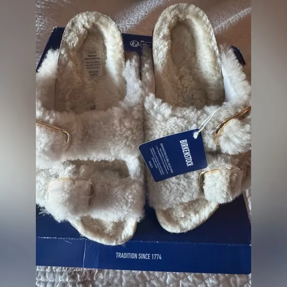 Birkenstock Gold Big Buckle Arizona Teddy Freepeople