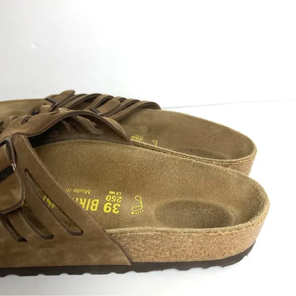 Birkenstock Granada Birkibuc Slides Sandals Brown 39 US 8 Two Straps Eva Soles
