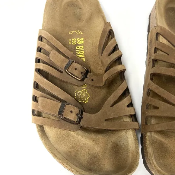 Birkenstock Granada Birkibuc Slides Sandals Brown 39 US 8 Two Straps Eva Soles
