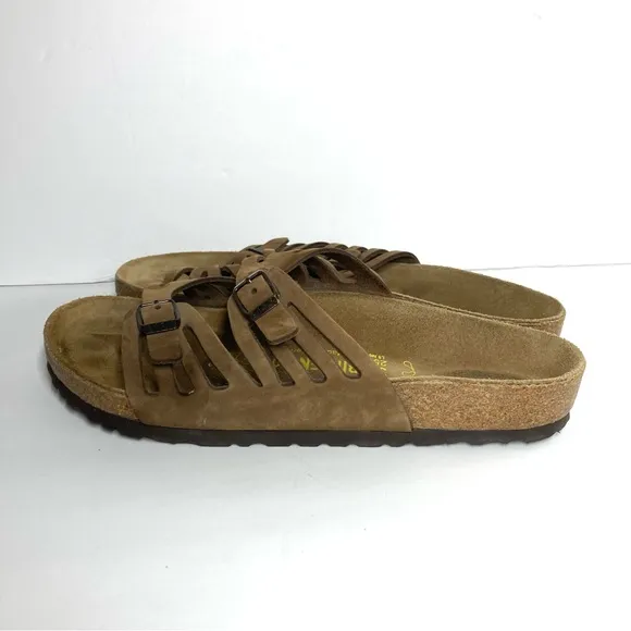 Birkenstock Granada Birkibuc Slides Sandals Brown 39 US 8 Two Straps Eva Soles