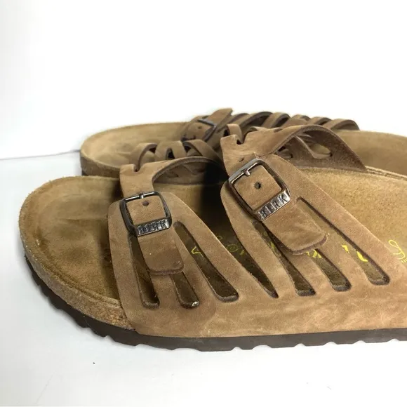 Birkenstock Granada Birkibuc Slides Sandals Brown 39 US 8 Two Straps Eva Soles