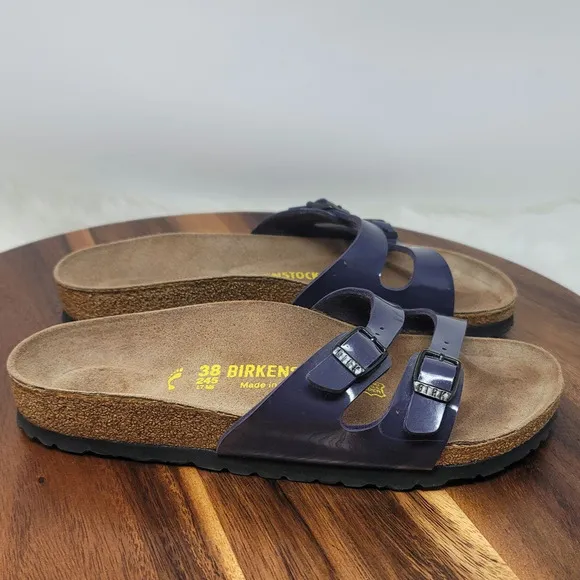 Birkenstock Ibiza Birko-Flor Purple 2 Buckle Sandals 38 - US 7/7.5