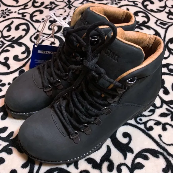 Birkenstock Jackson Boot Black Nubuck Leather Lace Up Boot Size 5 US 36 EU nwt