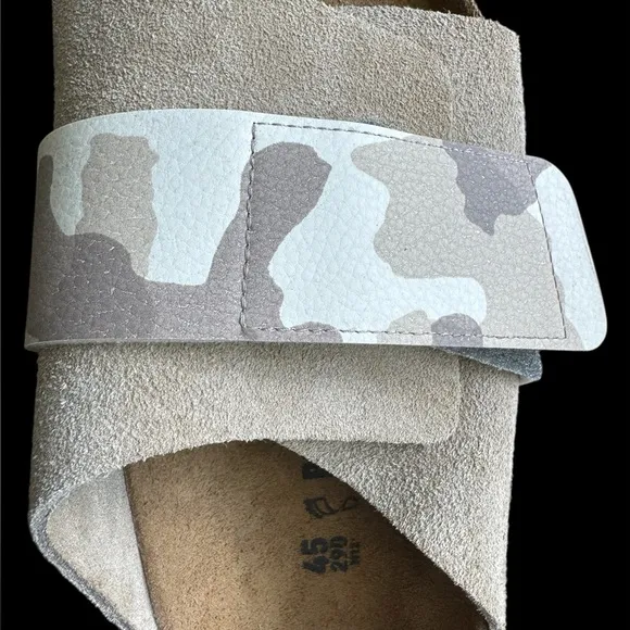 Birkenstock Kyoto Gray Taupe Slides with Camouflage Strap