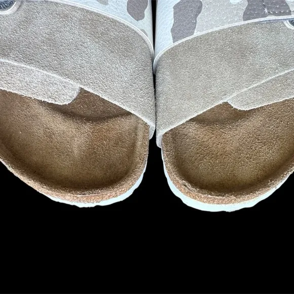 Birkenstock Kyoto Gray Taupe Slides with Camouflage Strap