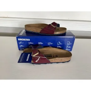 Birkenstock Madrid BF Mules Two Tone Wine Sandals Slides Shoe, Sz 35 Eu, 4 L US