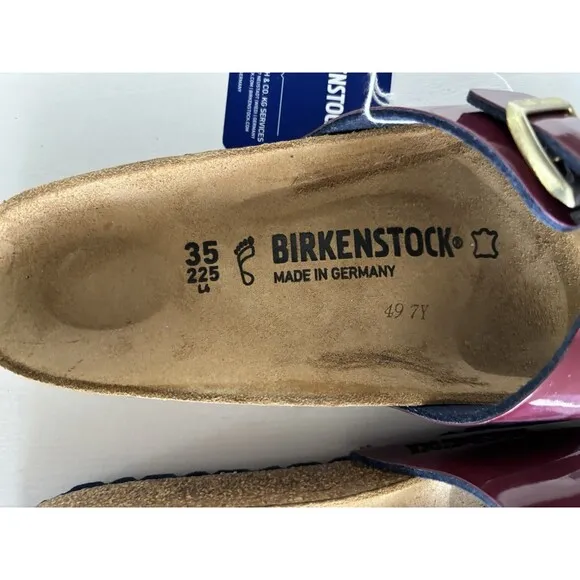 Birkenstock Madrid BF Mules Two Tone Wine Sandals Slides Shoe, Sz 35 Eu, 4 L US