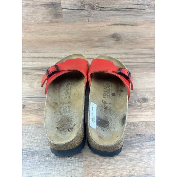 BIRKENSTOCK  “Madrid” RED Birko-Flor Slides Single-Strap Sandals 6-6.5 |…