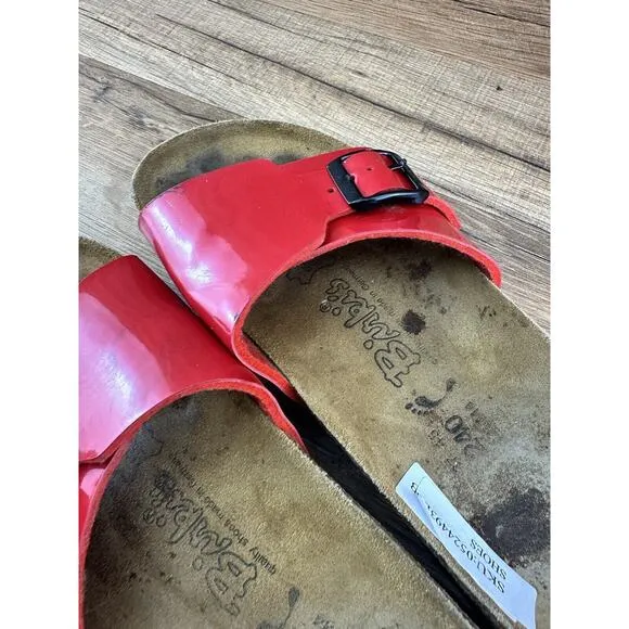 BIRKENSTOCK  “Madrid” RED Birko-Flor Slides Single-Strap Sandals 6-6.5 |…