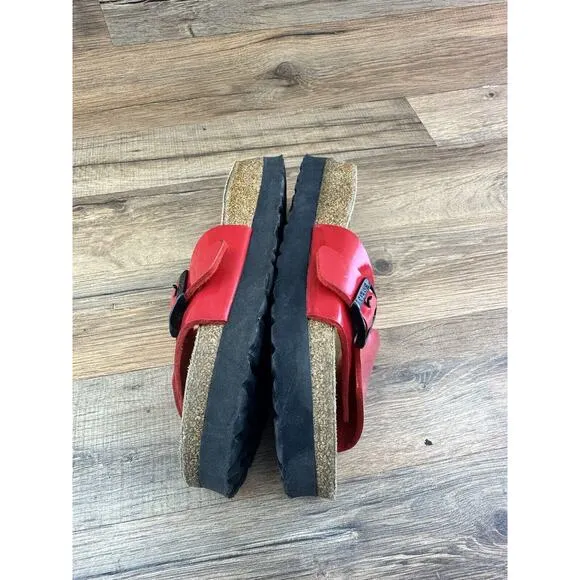 BIRKENSTOCK  “Madrid” RED Birko-Flor Slides Single-Strap Sandals 6-6.5 |…