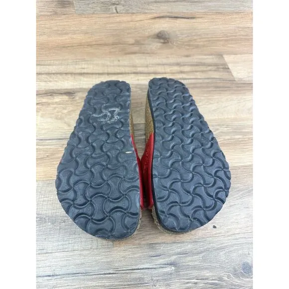 BIRKENSTOCK  “Madrid” RED Birko-Flor Slides Single-Strap Sandals 6-6.5 |…