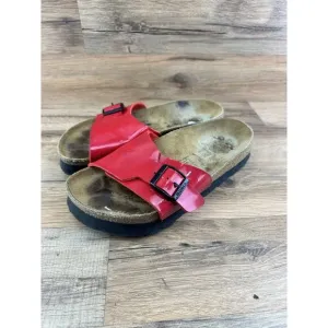 BIRKENSTOCK  “Madrid” RED Birko-Flor Slides Single-Strap Sandals 6-6.5 |…