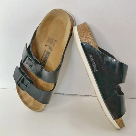 Birkenstock Milano Patent Leather Arizona Double Strap Sporty Grip Sandals