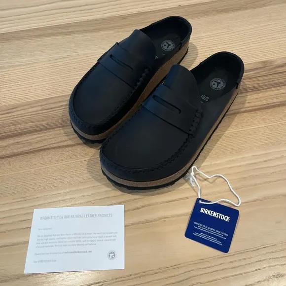 Birkenstock Naples slip on clogs 43 10 black oiled leather mens sandals
