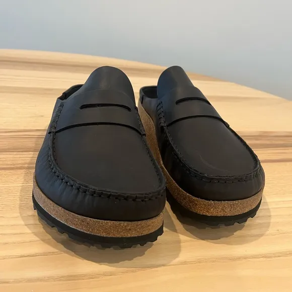 Birkenstock Naples slip on clogs 43 10 black oiled leather mens sandals