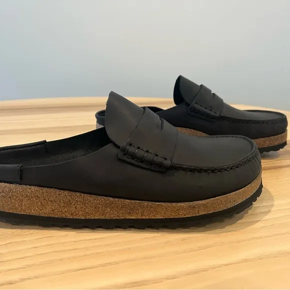 Birkenstock Naples slip on clogs 43 10 black oiled leather mens sandals