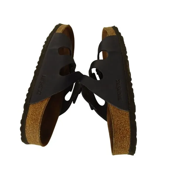 Birkenstock Navy Blue Florida Sandals Women Size 38 7-7.5 Faux Leather Cork Sole