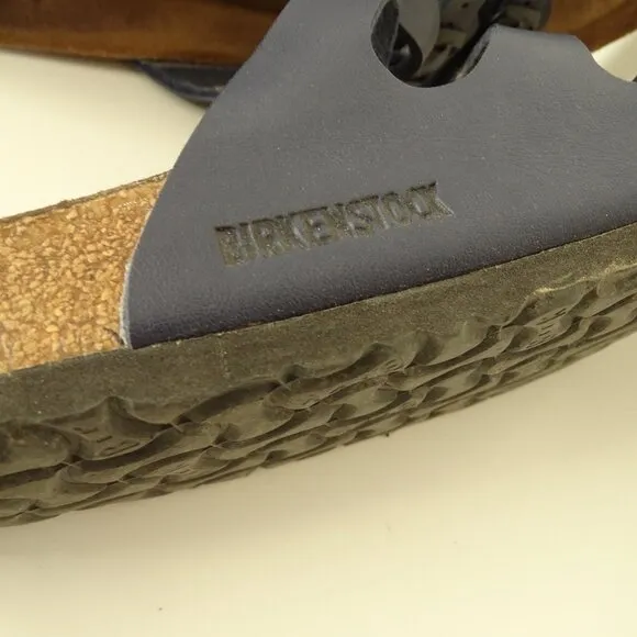 Birkenstock Navy Blue Florida Sandals Women Size 38 7-7.5 Faux Leather Cork Sole