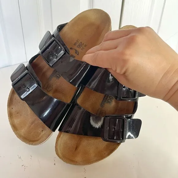 Birkenstock Patent Leather Milano Super Grip Arizona Strappy Dad Sandals