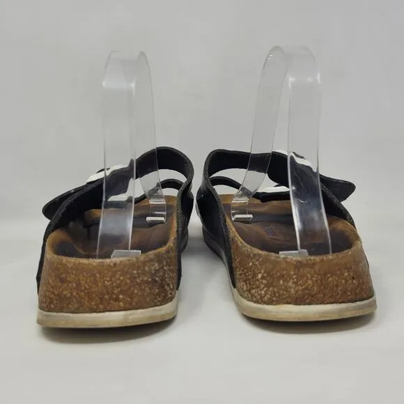 Birkenstock Sandals Mens EU41 US8 Arizona Black Leather Super Grip Soft Footbed
