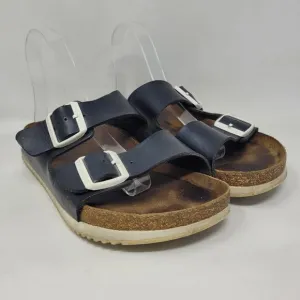 Birkenstock Sandals Mens EU41 US8 Arizona Black Leather Super Grip Soft Footbed