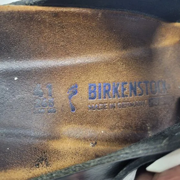 Birkenstock Sandals Mens EU41 US8 Arizona Black Leather Super Grip Soft Footbed