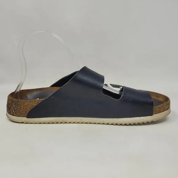 Birkenstock Sandals Mens EU41 US8 Arizona Black Leather Super Grip Soft Footbed