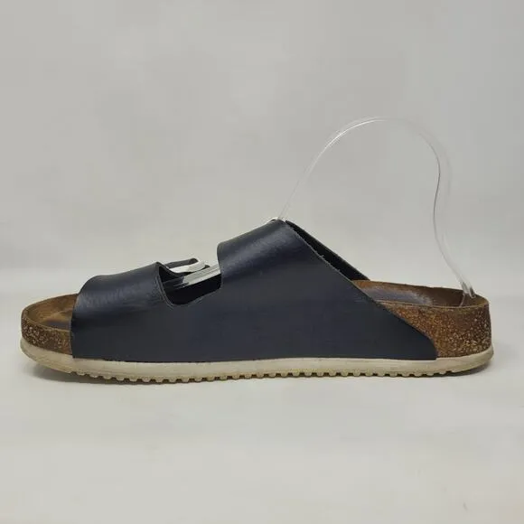 Birkenstock Sandals Mens EU41 US8 Arizona Black Leather Super Grip Soft Footbed