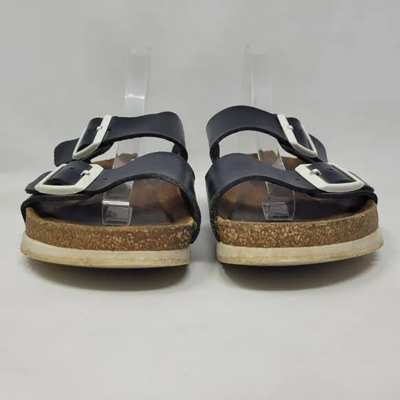 Birkenstock Sandals Mens EU41 US8 Arizona Black Leather Super Grip Soft Footbed