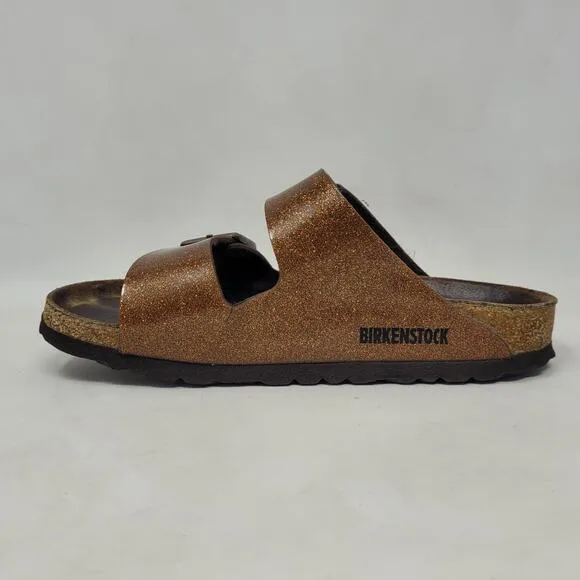 Birkenstock Sandals Womens EU37 US6 Arizona Galaxy Bronze Glitter Sparkle Slides