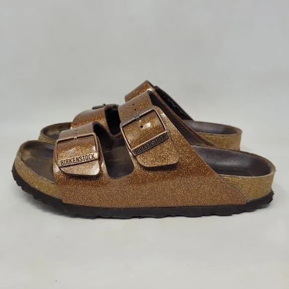 Birkenstock Sandals Womens EU37 US6 Arizona Galaxy Bronze Glitter Sparkle Slides