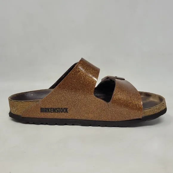 Birkenstock Sandals Womens EU37 US6 Arizona Galaxy Bronze Glitter Sparkle Slides