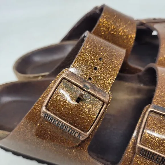 Birkenstock Sandals Womens EU37 US6 Arizona Galaxy Bronze Glitter Sparkle Slides