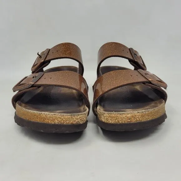 Birkenstock Sandals Womens EU37 US6 Arizona Galaxy Bronze Glitter Sparkle Slides