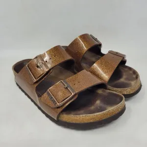Birkenstock Sandals Womens EU37 US6 Arizona Galaxy Bronze Glitter Sparkle Slides
