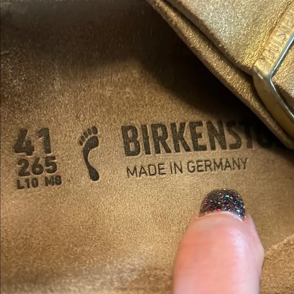 Birkenstock Siena Metallic Gold and Tan Slides Sandals Size 41