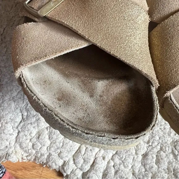 Birkenstock Siena Metallic Gold and Tan Slides Sandals Size 41