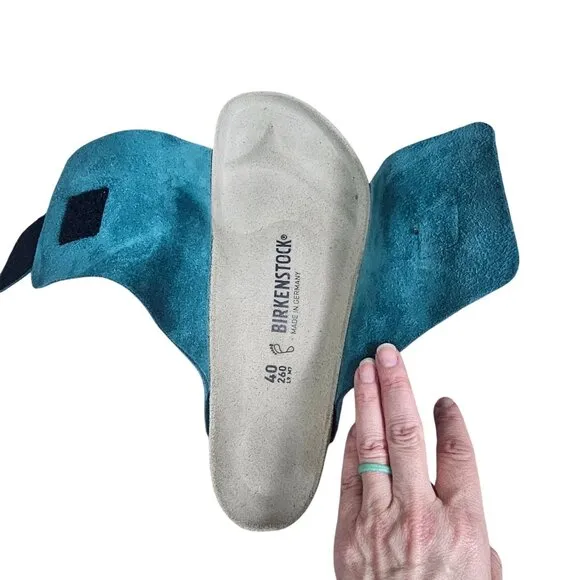 Birkenstock Womens Kyoto Suede Leather Sandals Sz 9 Deep Turquoise Adjustable